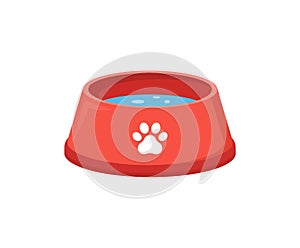 Pet food bowl for dog cat vector icon. Pet plate isolated flat feed bowl