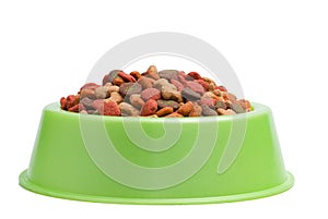 Pet Food Bowl Isolated White on Background photo
