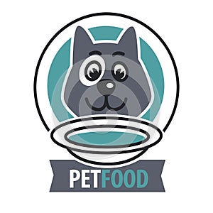 Pet food logo with dog icon. concept of veterinary