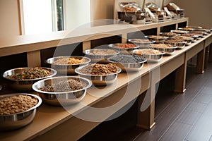 pet food and treat buffet, with variety of options for different types of diets