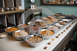 pet food and treat buffet, with variety of options for different types of diets