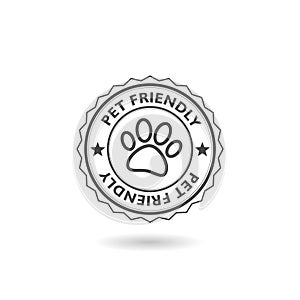 Pet friendly area sign icon with shadow