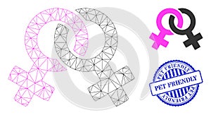 Pet Friendly Grunge Badge and Web Carcass Lesbian Symbol Vector Icon