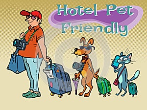 pet friendly hotel. Recreation for tourists with animals. Travel and tourism