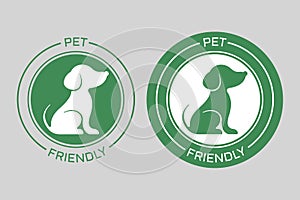Pet friendly logo icon for Pets allowed public places. Flat style.