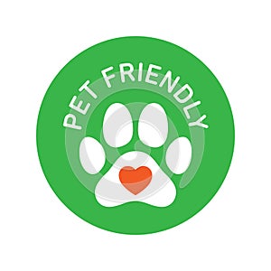 Pet friendly round vector icon badge logo