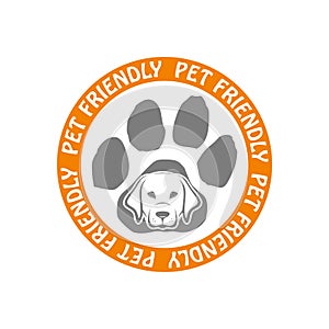 Pet friendly stamp. Pet animal friendly sign icon isolated on white background