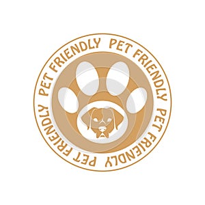 Pet friendly stamp. Pet animal friendly sign icon isolated on white background