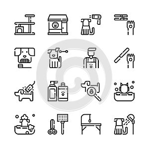 Pet grooming shop icon set.Vector illustration