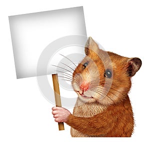 Pet Hamster Holding A Blank Sign