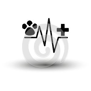 Pet health care symbol. Veterinary heartbeat line. Animal medical concept. Vector illustration. EPS 10.