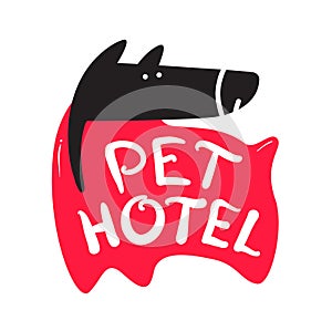 Pet Hotel for Dogs and Cats Creative Banner, Hospitality Service for Pets Concept. Cute Black Puppy and Typography