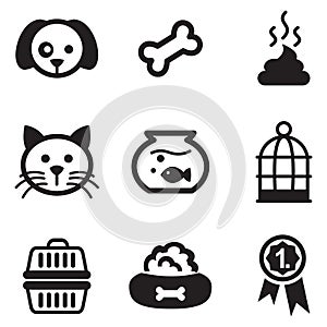 Animale domestico icone 