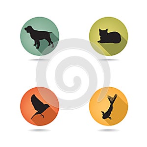 Pet Icons Set. Vet Symbols. Collection of pets icon silh
