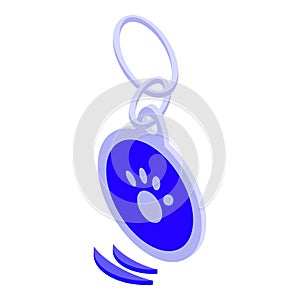 Pet id microchip icon isometric vector. Teg reader photo