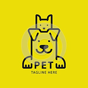 Pet Logo dog cat design vector template Linear style