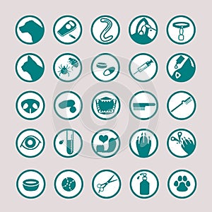 Pet medical icon set