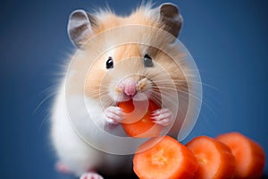 Pet nutrition: feeding carrots to a hamster