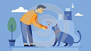 A pet owner attaches the gadget to their cats collar before letting them outside. This gadget also has a range control photo