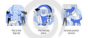 Pet ownership abstract concept vector illustrations.