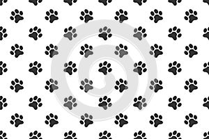 Pet paw print seamless pattern. Dog or cat footprint background. Scrapbooking or wrapping paper, fabric, begclothes