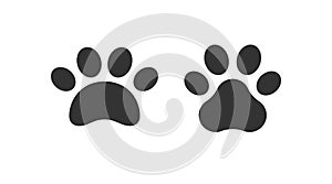 Pet paw print vector icon. Dog or cat foot black paw animal isolated illustration