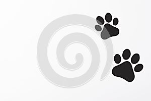 Pet paws on white background, dog paws pattern. National Puppy Day creative concept