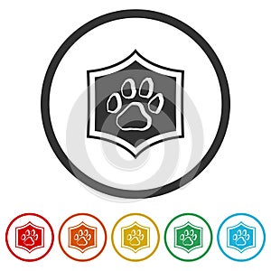 Pet ring icon isolated on white background color set