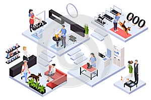 Pet Services Isometric Composition