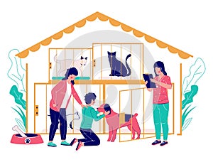 Pet shelter vector concept flat style design illustration