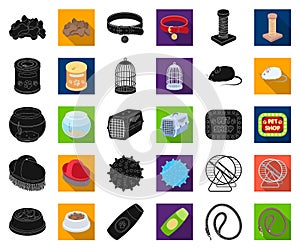 Pet shop black,flat icons in set collection for design.The goods for animals vector symbol stock web illustration.