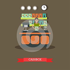 Pet shop cashbox vector illustration in flat style