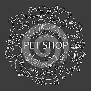 Pet shop in circle template