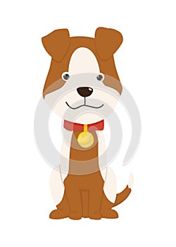 Pet shop icon. Cute little dog. Pet accessory. Vector illustration in flat style clip art. Petshop supermarket