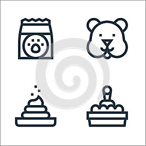 Pet shop line icons. linear set. quality vector line set such as cat box, poop, hamster