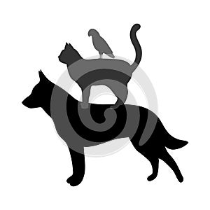Pet shop logo. Animal shelter, dog, cat, parrot icon or label.