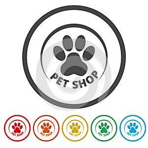 Pet Shop Logo Design ring icon, color set