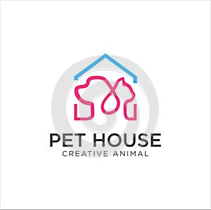 Pet Shop Logo . Home Pet logo design . Dog cat logo . Animal Pet Care Logo . Vet logo, Pet Store . Pet Health Logo