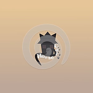 Pet shop logotype, creative logo for cats store, with black cat