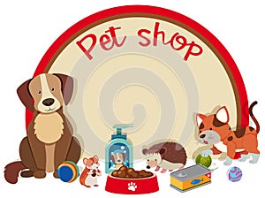 Pet shop sign template with many pets