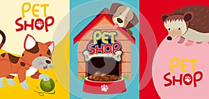 Pet shop signs with many pets
