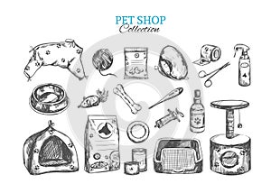 Pet shop. Vector hand drawn
