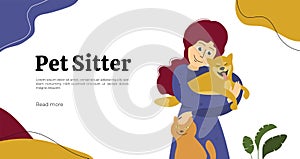 Pet sitter illustration for web or print design