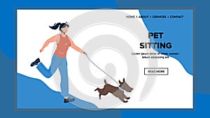 Pet Sitting And Enjoying With Girl Mistress Vector