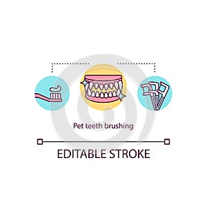 Pet teeth brushing concept icon