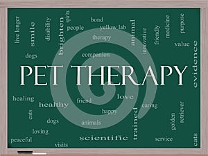Pet Therapy Word Cloud Concept on a Blackboard