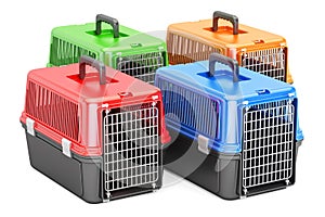 Pet travel plastic cages, 3D rendering