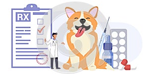 Pet vet veterinary doctor animal clinic Dog pills flat icon