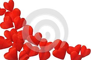 Petals in heart shape over white background