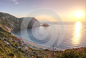 Petani beach at sunset, Kefalonia, Greece